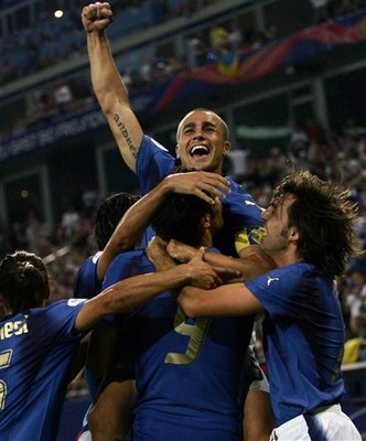 Cannavaro gets lifted in celebration