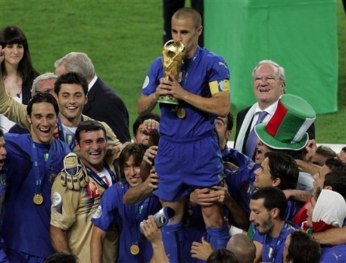 Cannavaro standing on podium