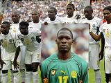 Marc-Vivien Foe picture held by Cameroon team