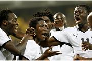 Ghana celebrate Gyan goal